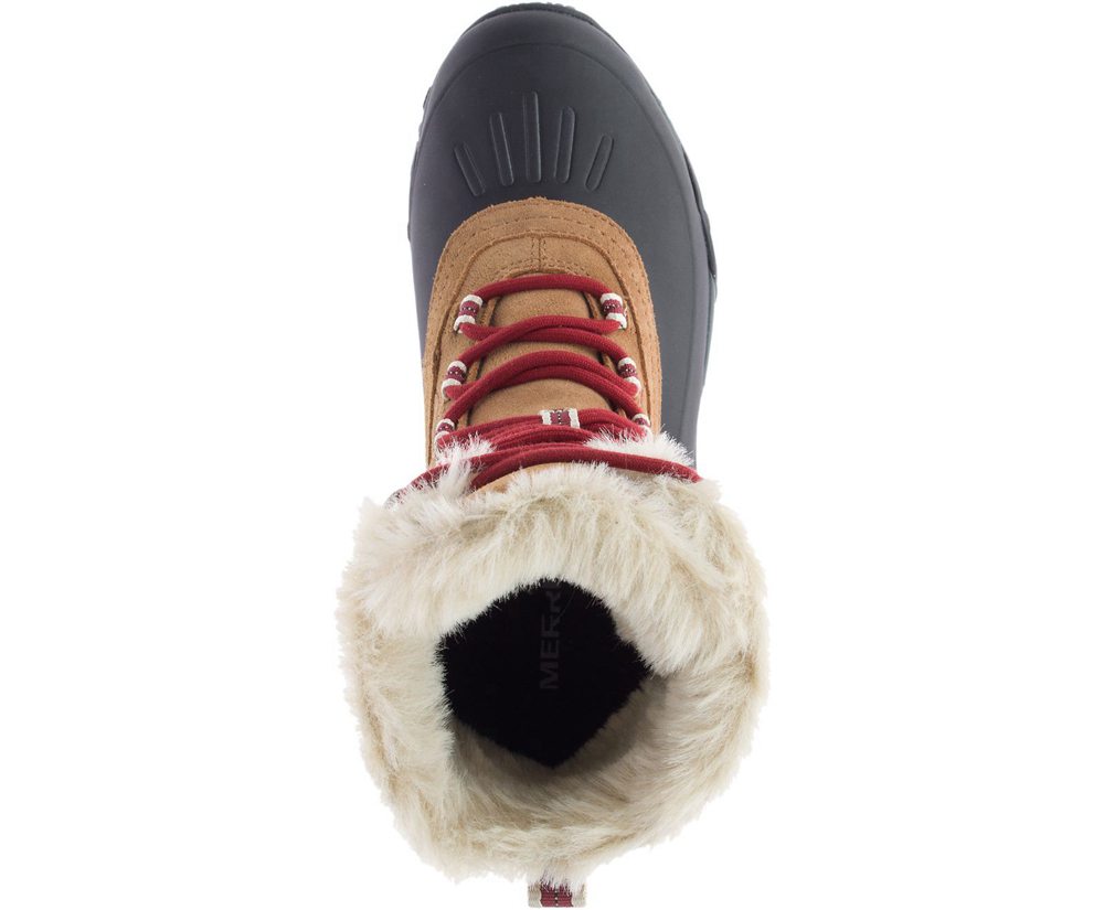 Botas Senhora - Merrell Yokota Polar Waterproof - Caqui/Pretas - LAX986137